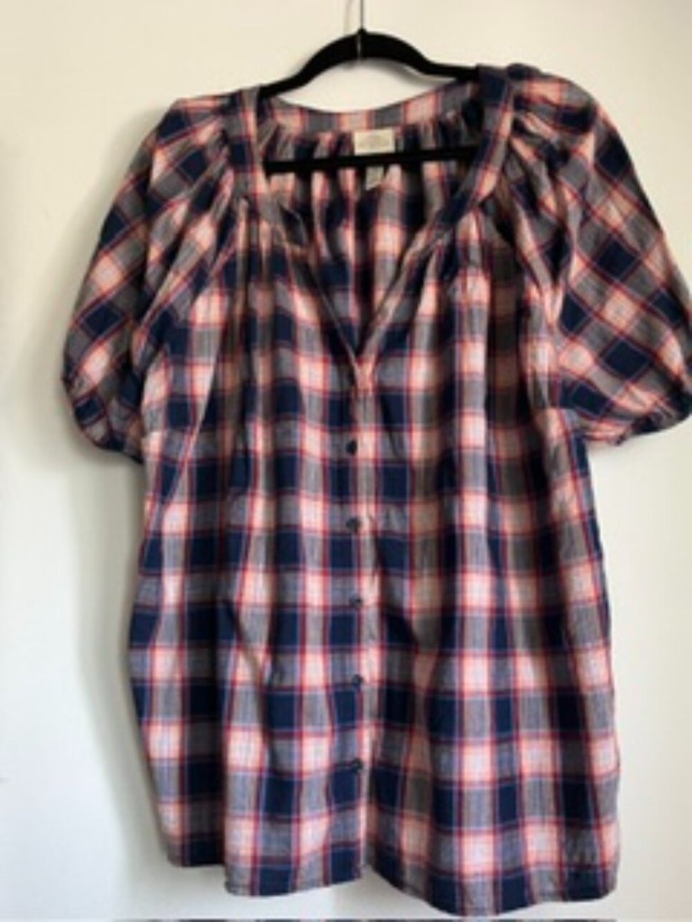 🧡3/15 St. John's Bay Plaid Button-Front Blouse Women's 0X